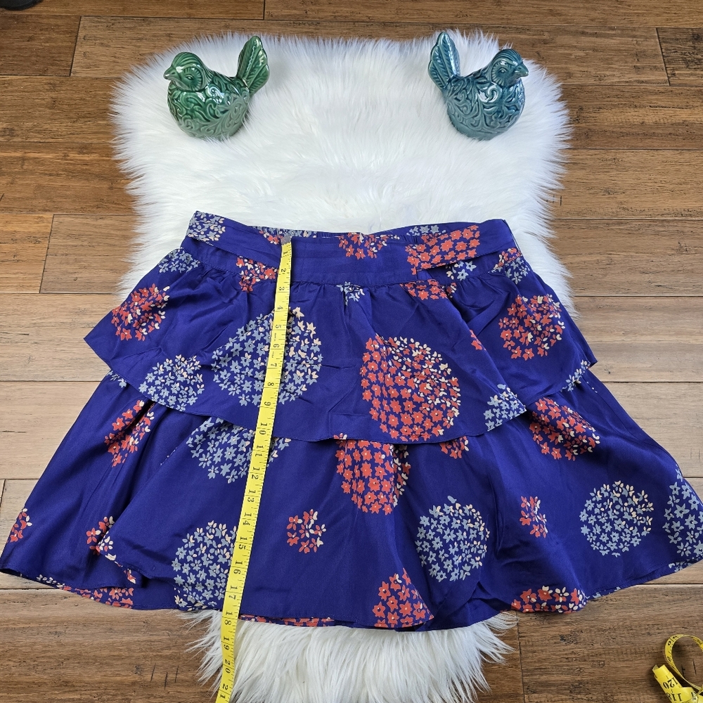 Anthropolgie SILK Odille Belted Tiered Silk Mini Skirt 12 - Picture 10 of 14